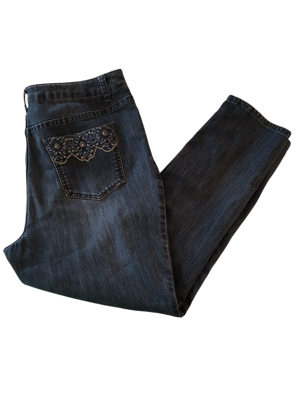 Christopher & Banks Straight Leg Jeans with Embellished Back Pocket Size 14P